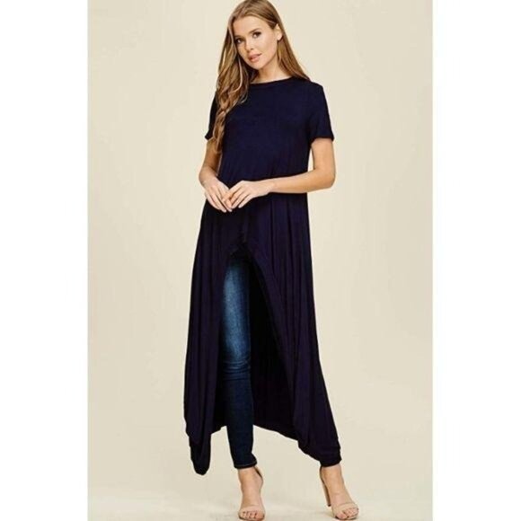 Annabelle Short Sleeve Hi-Lo Maxi Tunic - Picture 6 of 9